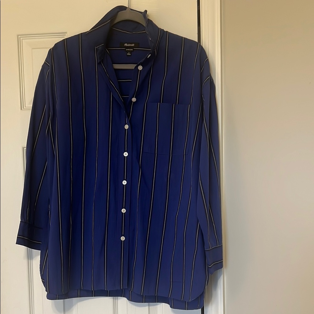 Madewell Blue Striped Blouse Relaxed Fit